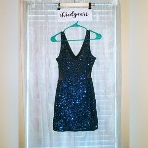 NYE Bebe Blue Sparkly Dress